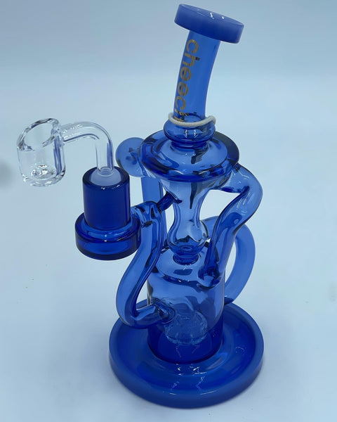 Cheech Glass Blue Dual Recycler Rig