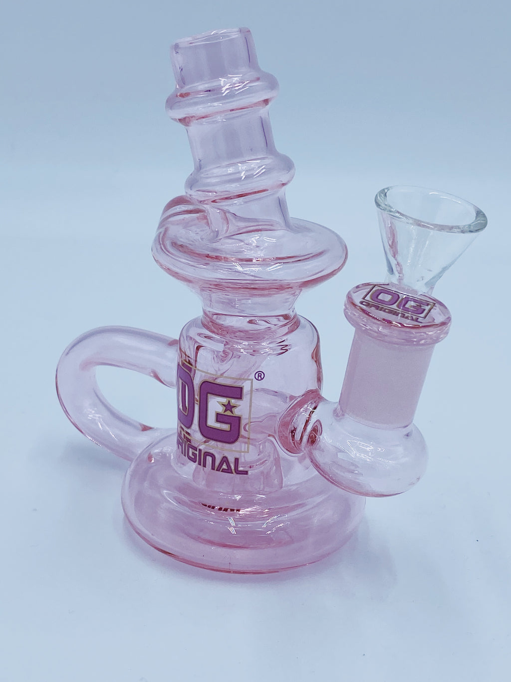 Og Glass Pink Mini Double Recycler  Smoke Country- Smoke Country - Land of the artistic glass blown bongs