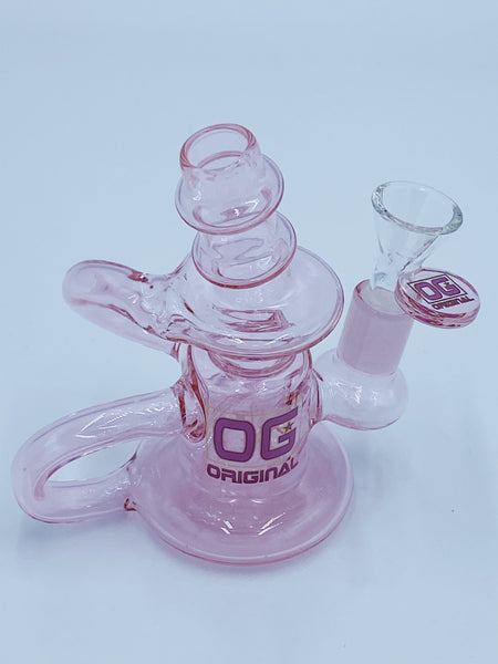 Og Glass Pink Mini Double Recycler