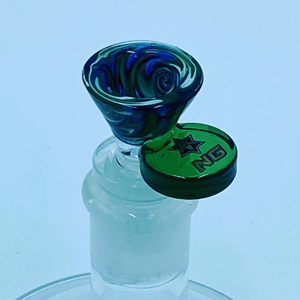 Nice Glass 14mm Green Wigwag Bowl