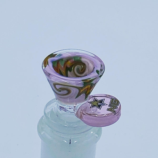 Nice Glass 14mm Pink Wigwag Bowl