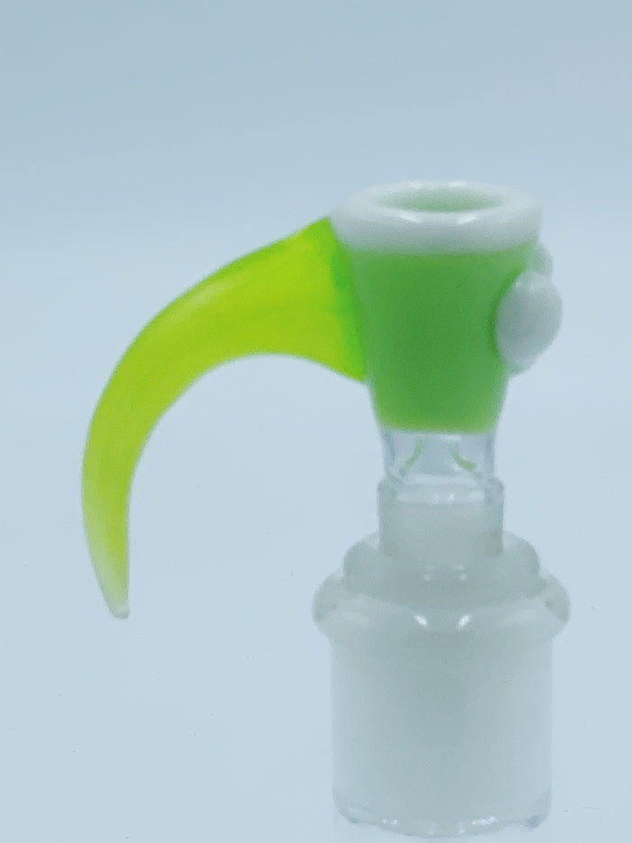 TEAR E 14MM GREEN AND SLIME DOWN HOOK BOWL - Smoke Country - Land of the artistic glass blown bongs